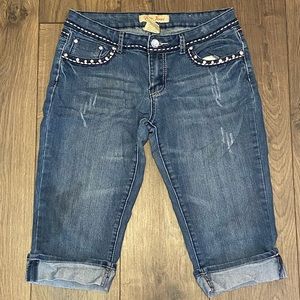 Blingy knee-length shorts